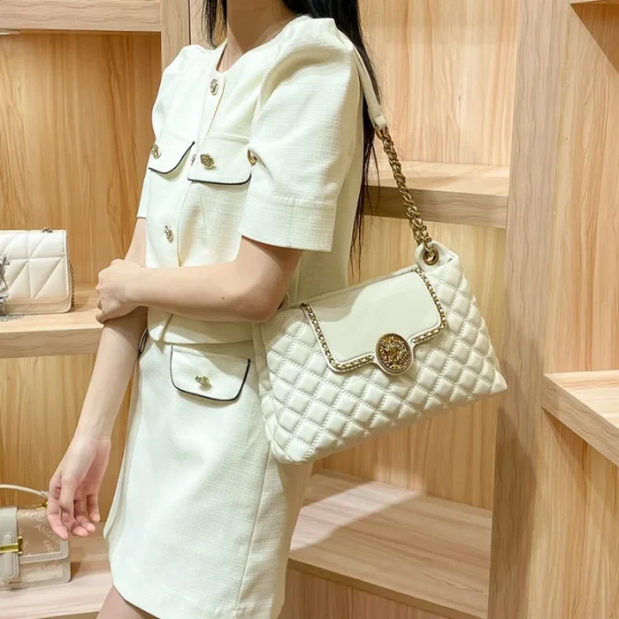Brand genuine leather chain bag for women in 2024, new designer with a sense of luxury, large capacity underarm shoulder bag - Image 4