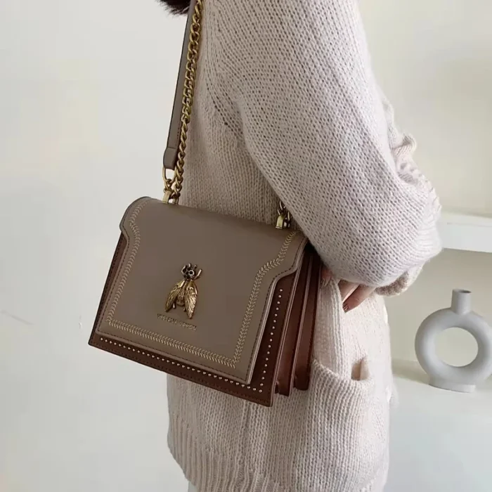 Sam Luxury Brand Women Handbag 2024 New Retro Bee Female Shoulder Bag Simple High Quality Leather Designer Crossbody Bags - Image 5
