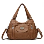 Retro Leather Shoulder Bag Female Multi-pockets Crossbody Bag Fashion Large Capacity Handbag New Messenger Bag Tote sac - Image 3