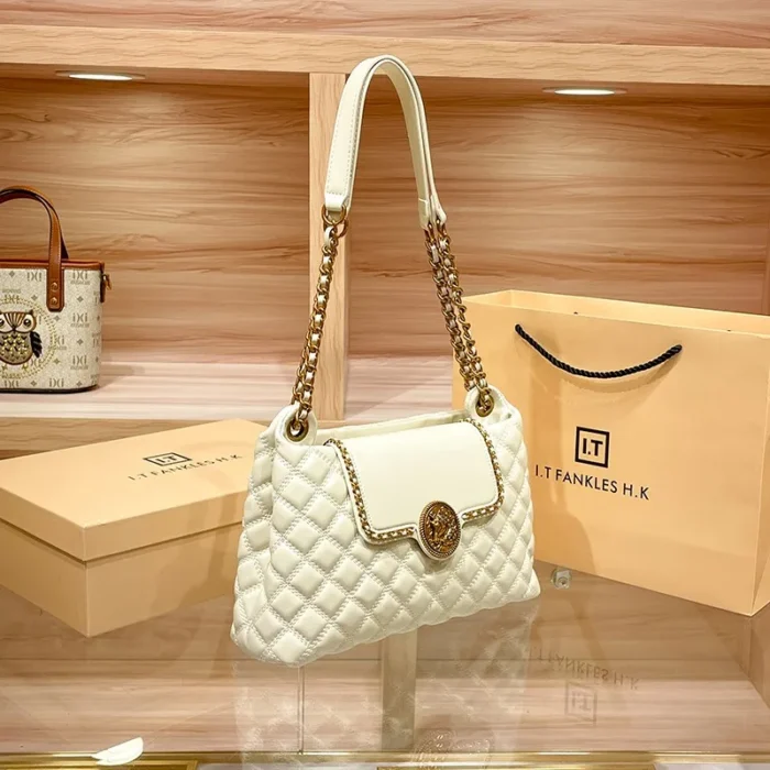 Brand genuine leather chain bag for women in 2024, new designer with a sense of luxury, large capacity underarm shoulder bag - Image 2