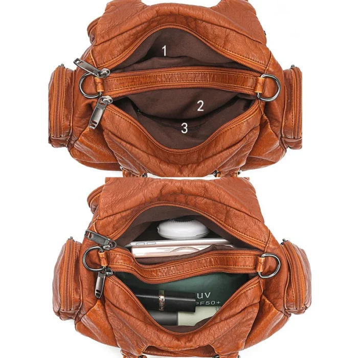 Vintage High Quality Leather Handbags Luxury Designer Handbag Ladies Hand Shoulder Crossbody Bags for Women 2022 Soft Tote Bag - Image 3