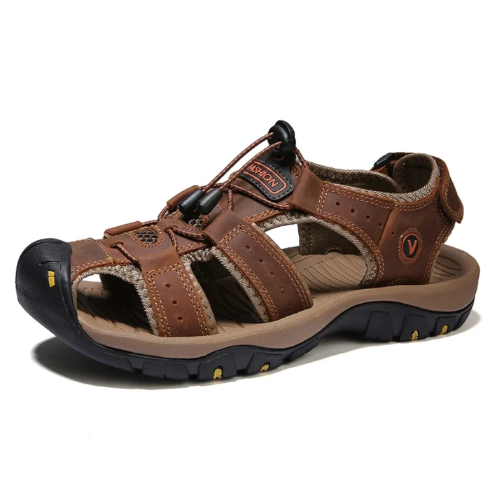 Men Leather Sandals Summer Classic Men's Comfortable - Image 5