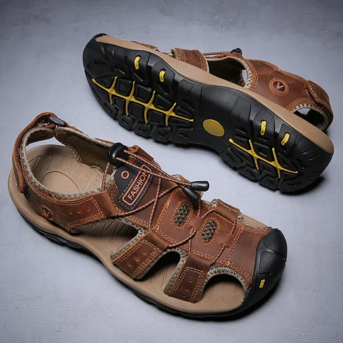 Men Leather Sandals Summer Classic Men's Comfortable - Image 2