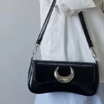 Fashion Design Women's Underarm Bag Moon Locking Buckle Female Shoulder Bag PU Leather Ladies Crossbody Bags Purse Handbags - Image 4