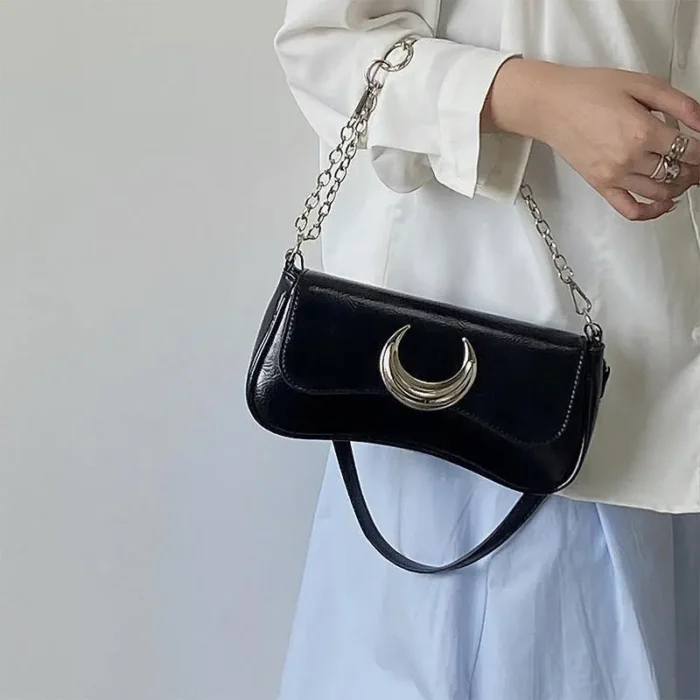 Fashion Design Women's Underarm Bag Moon Locking Buckle Female Shoulder Bag PU Leather Ladies Crossbody Bags Purse Handbags - Image 6