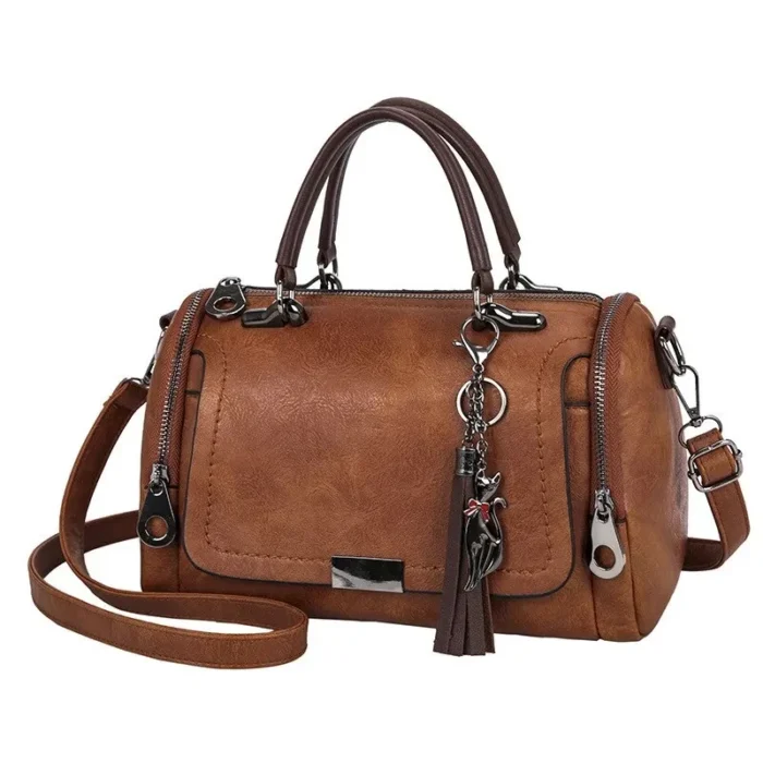 New Flowers Pendant Handbag Women's Fashion Boston Bags Single Shoulder Bag Ladies Crossbody Bag Pu Messenger Bag Women Bag - Image 2
