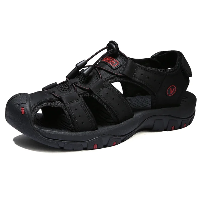 Men Leather Sandals Summer Classic Men's Comfortable - Image 3