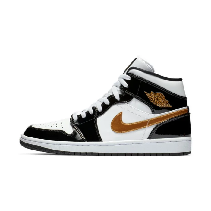 Nike Air Jordan 1 Leather Comfortable and Versatile Mid-Top Vintage Basketball Shoes Men's Shoes - Image 5