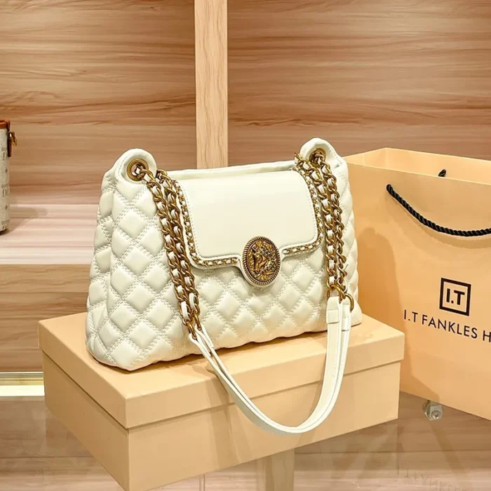 Brand genuine leather chain bag for women in 2024, new designer with a sense of luxury, large capacity underarm shoulder bag - Image 3