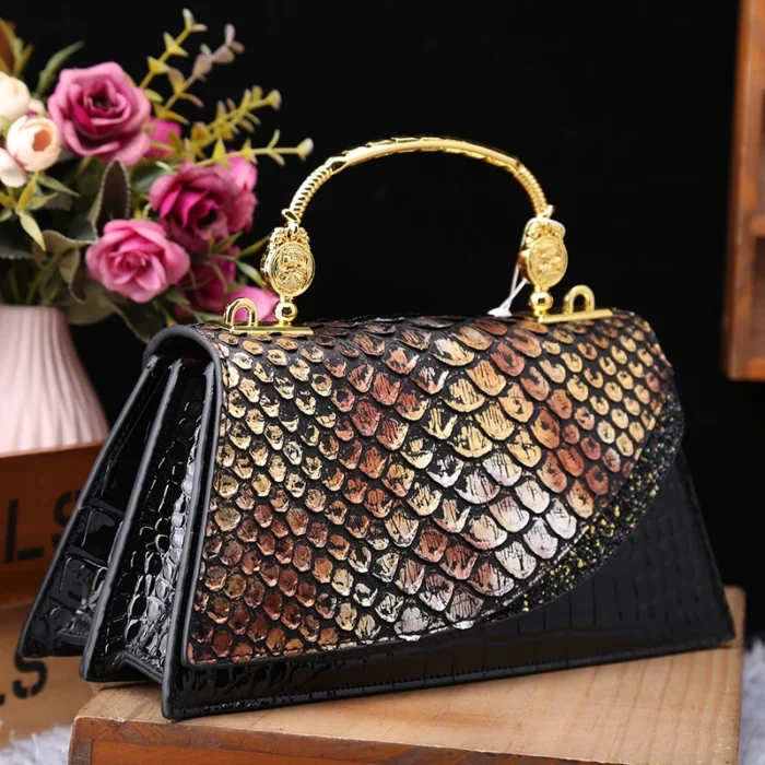 Fashion Brand Genuine Leather Women's Handbags 2024 New Crocodile Pattern Shoulder Crossbody Bag Lady Party Messenger Shell Bags - Image 2