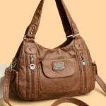 Retro Leather Shoulder Bag Female Multi-pockets Crossbody Bag Fashion Large Capacity Handbag New Messenger Bag Tote sac