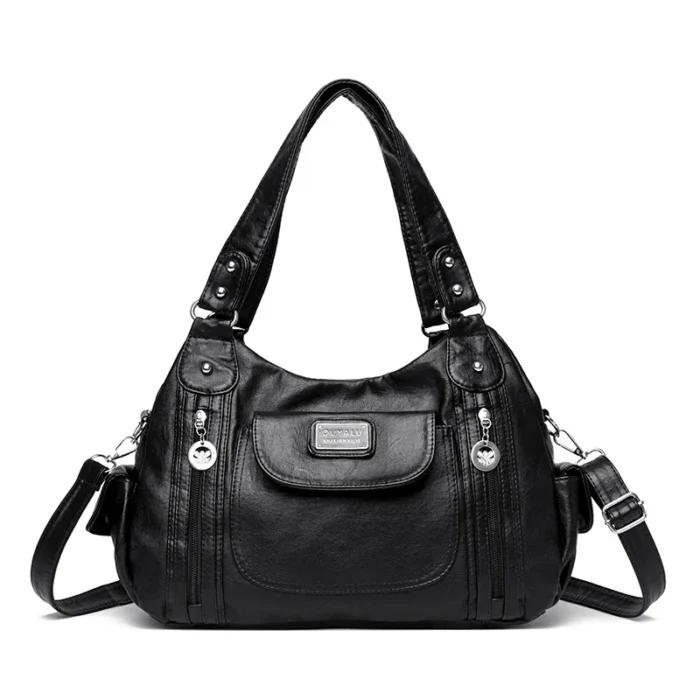 Retro Leather Shoulder Bag Female Multi-pockets Crossbody Bag Fashion Large Capacity Handbag New Messenger Bag Tote sac - Image 4