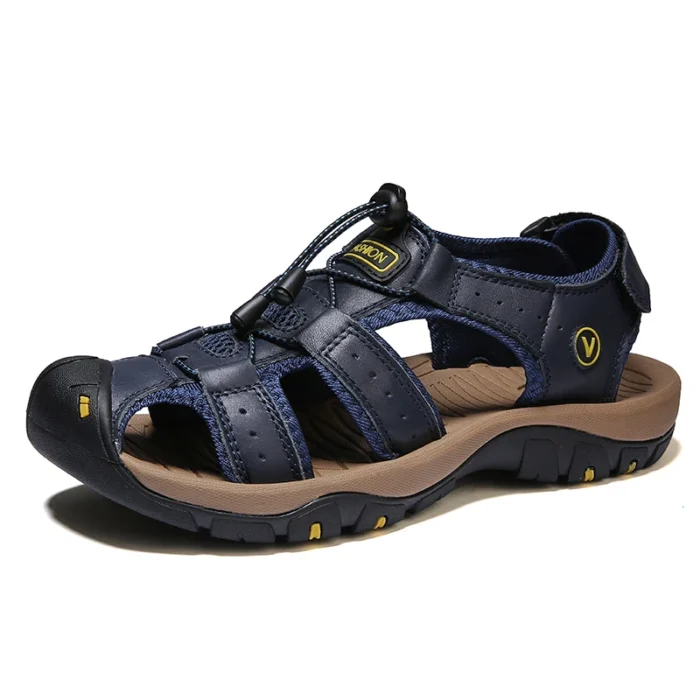 Men Leather Sandals Summer Classic Men's Comfortable - Image 4