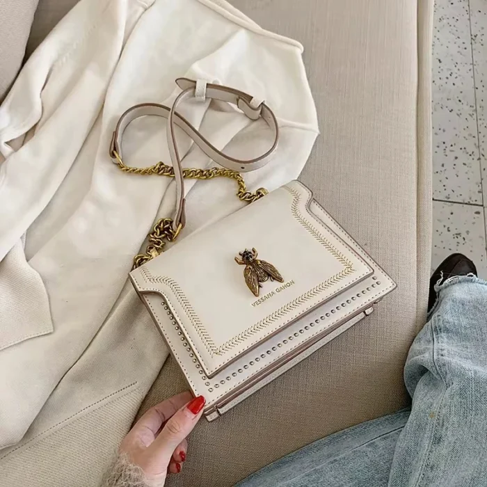 Sam Luxury Brand Women Handbag 2024 New Retro Bee Female Shoulder Bag Simple High Quality Leather Designer Crossbody Bags - Image 4