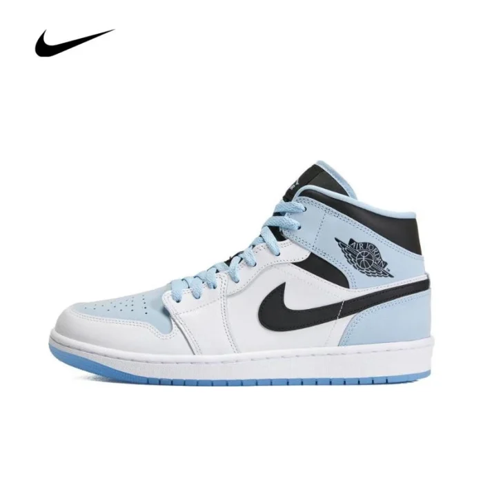 Nike Air Jordan 1 Leather Comfortable and Versatile Mid-Top Vintage Basketball Shoes Men's Shoes - Image 4