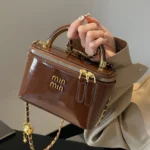 Fashion glossy box bag female light luxury Korean version of one-shoulder messenger small square bag high-end mobile phone bag - Image 3