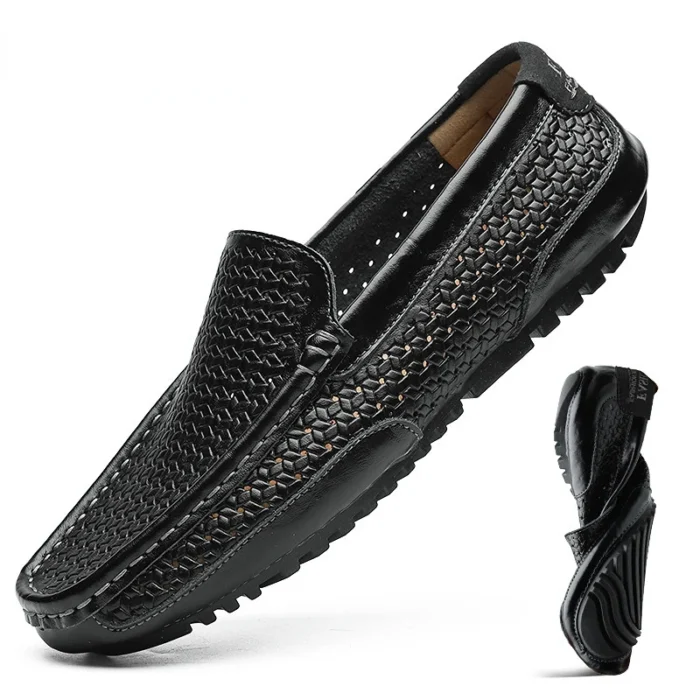 2023 Black Men Shoes Casual Genuine Leather Mens Loafers