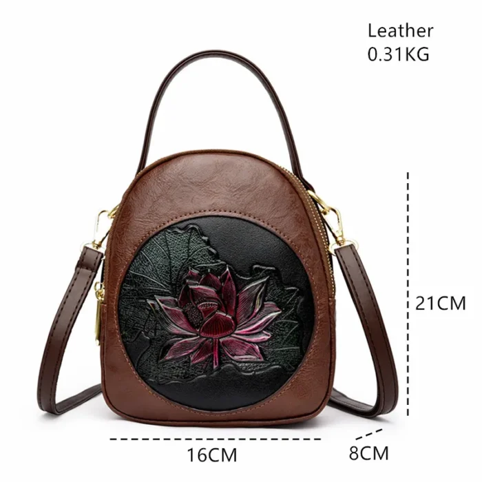 New Luxury PU Leather Women’s Leisure Time Shoulder Bag and Purses Fashionable Lotus Pattern Crossbody Bag Ladies Brand Handbags - Image 4