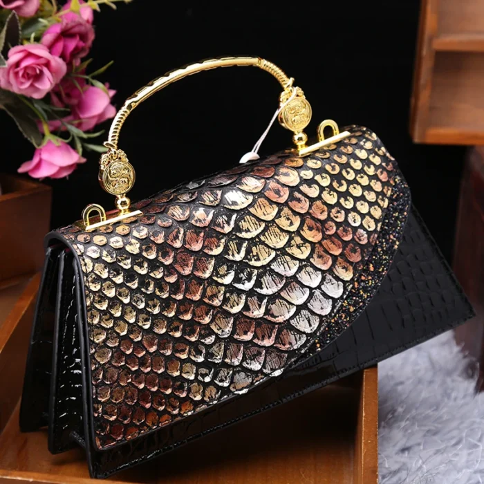 Fashion Brand Genuine Leather Women's Handbags 2024 New Crocodile Pattern Shoulder Crossbody Bag Lady Party Messenger Shell Bags - Image 3