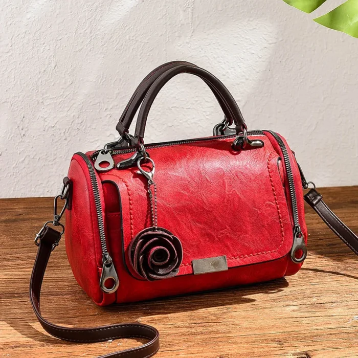 New Flowers Pendant Handbag Women's Fashion Boston Bags Single Shoulder Bag Ladies Crossbody Bag Pu Messenger Bag Women Bag - Image 6