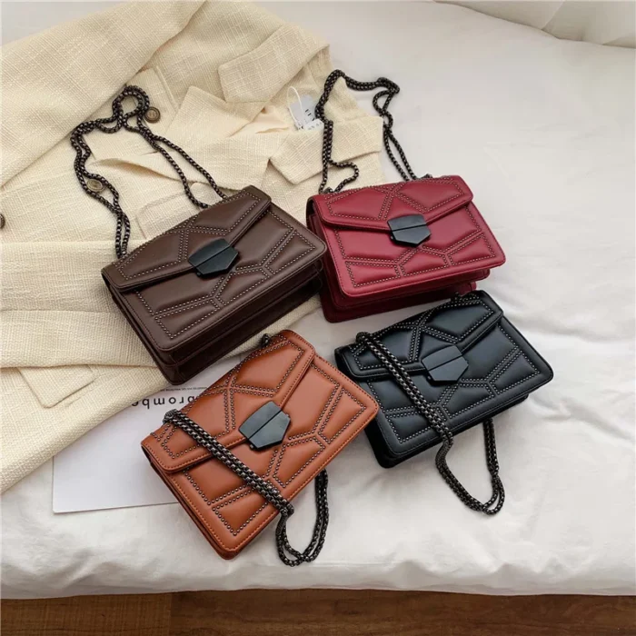 Rivet Chain Brand PU Leather Crossbody Bags For Women hit Simple Fashion Shoulder Bag Lady Luxury Small Handbags - Image 5