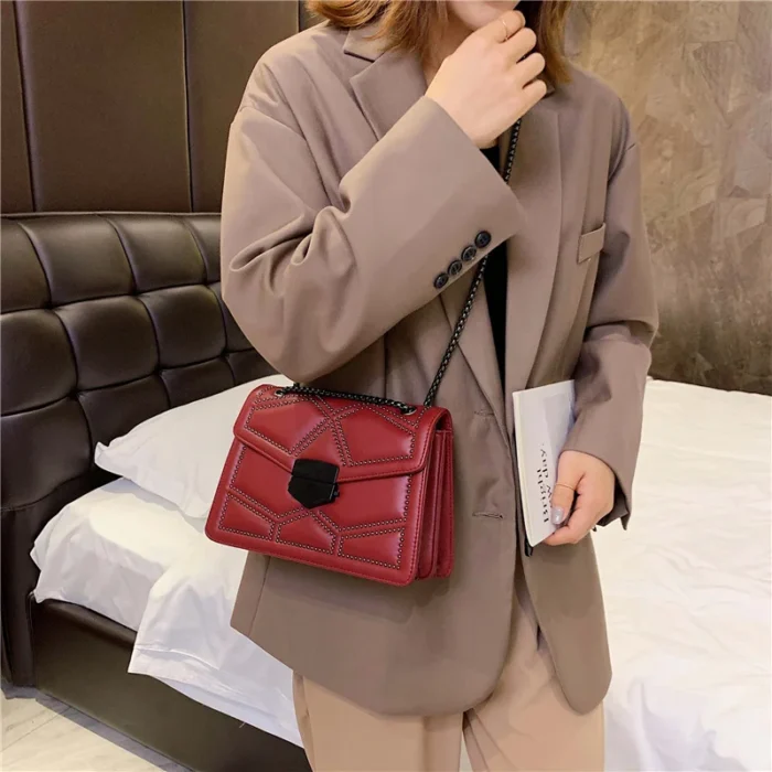 Rivet Chain Brand PU Leather Crossbody Bags For Women hit Simple Fashion Shoulder Bag Lady Luxury Small Handbags - Image 4