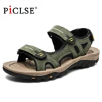 Large Size Genuine leather Men Beach Sandals Fashion Men Sandals Outdoor Walking shoes Summer Shoes Men Zapatos Hombre