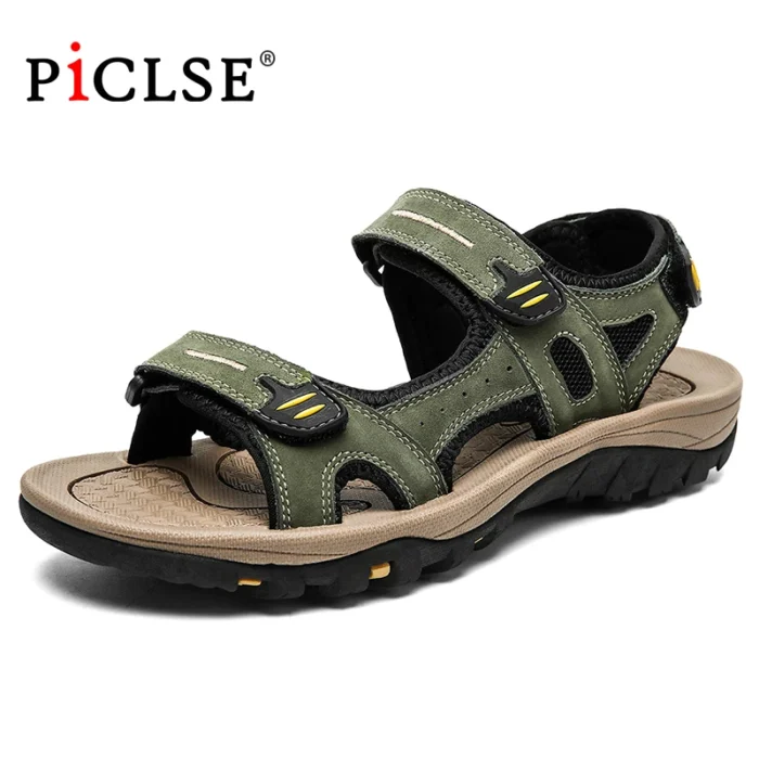 Large Size Genuine leather Men Beach Sandals Fashion Men Sandals Outdoor Walking shoes Summer Shoes Men Zapatos Hombre