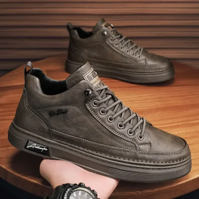 Quality Men Shoes Trend Leather Casual Shoes for Men Walk Flats Shoes Comfort Platform Male Shoes Leather High Men Boots Tenis - Image 3