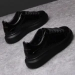Brand men's shoes black glossy casual men's shoes 2024 spring and autumn new style white shoes fashion couple sneakers - Image 2