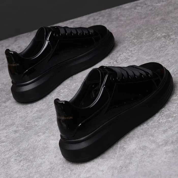 Brand men's shoes black glossy casual men's shoes 2024 spring and autumn new style white shoes fashion couple sneakers - Image 2