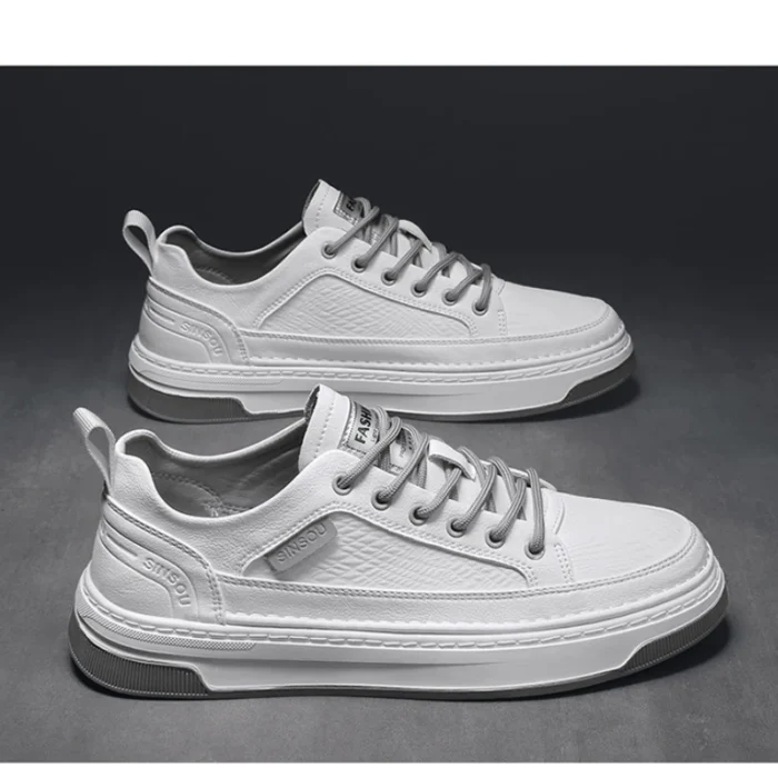 Men Leather High-Top Skateboarding Shoes Men's Jogging Sneakers Male Non-Slip Sport Walking Trainers Youth Student Footwear - Image 4