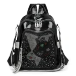 High Quality Leather Multifunctional Backpack With Diamond Stickers Large Capacity Mochilas Luxurious Women's Designer Brand Bag