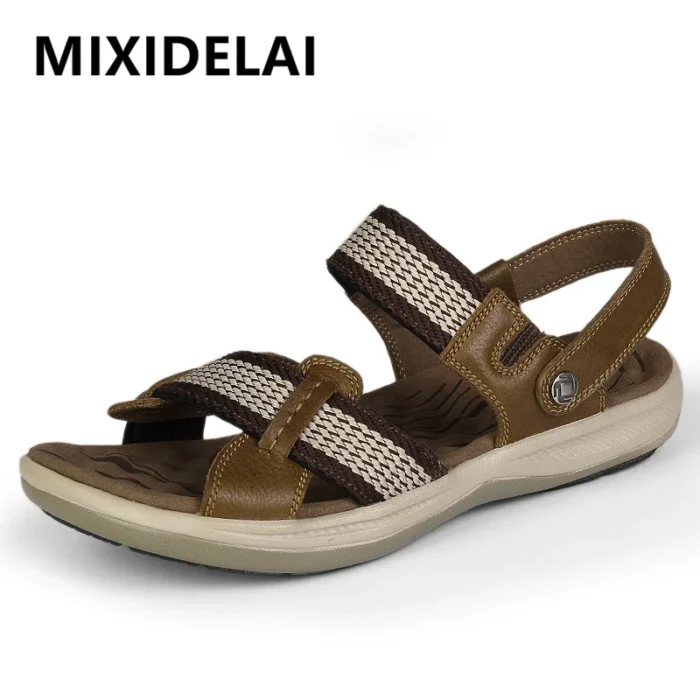 Summer Men's Sandals Genuine Leather Casual Shoes Outdoor Men Leather Roman Sandals Men Beach Wading Sandals Breathable Sneakers