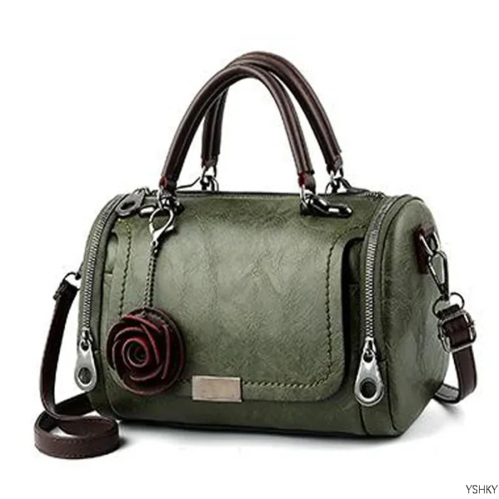 New flowers Pendant Handbag Women's fashion Boston bags single shoulder bag ladies crossbody bag PU messenger bag women bag - Image 2