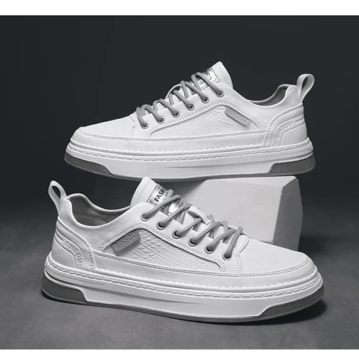 Men Leather High-Top Skateboarding Shoes Men's Jogging Sneakers Male Non-Slip Sport Walking Trainers Youth Student Footwear - Image 3