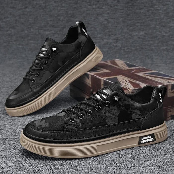 Quality Men Sneakers Slip-on PU Leather Loafers Platform Non-slip Vulcanized Shoes for Men Fashion Black Driving Walking Shoes - Image 2