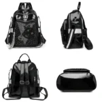 High Quality Leather Multifunctional Backpack With Diamond Stickers Large Capacity Mochilas Luxurious Women's Designer Brand Bag - Image 3