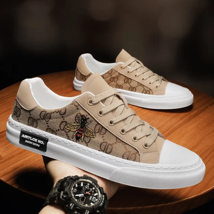 Men's Pattern Canvas Breathable Sneakers Student Outdoor Walking Shoes Skateboard Loafers Comfort Lightweight Trendy Trainers - Image 2