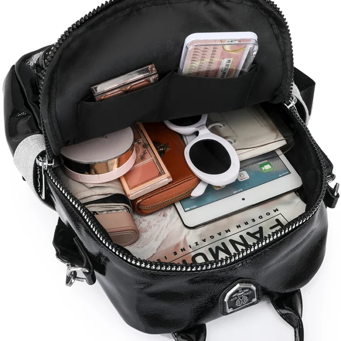 High Quality Leather Multifunctional Backpack With Diamond Stickers Large Capacity Mochilas Luxurious Women's Designer Brand Bag - Image 6