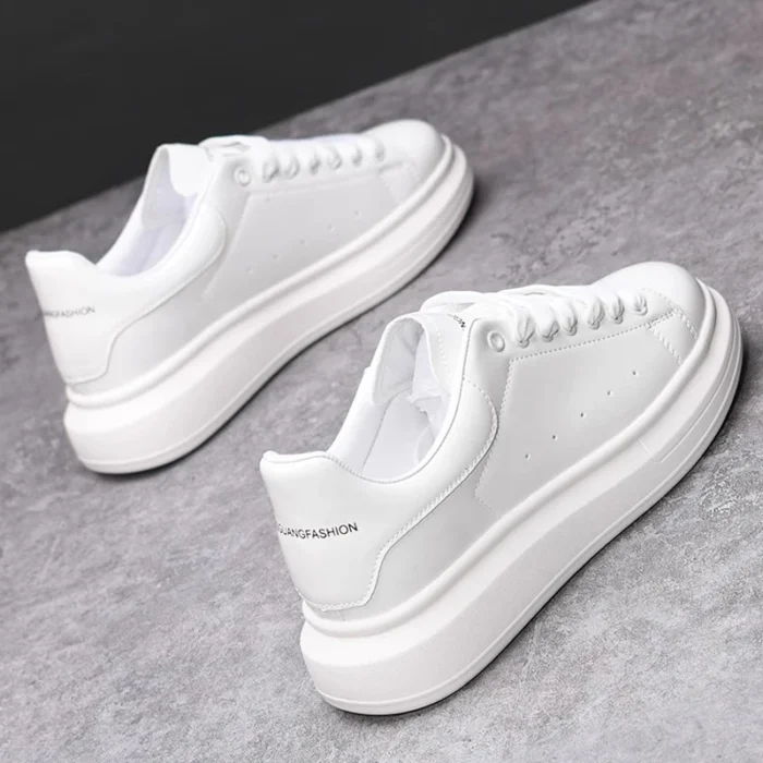 Brand men's shoes black glossy casual men's shoes 2024 spring and autumn new style white shoes fashion couple sneakers - Image 3
