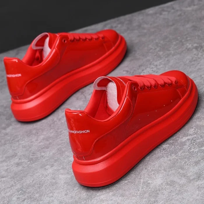 Brand men's shoes black glossy casual men's shoes 2024 spring and autumn new style white shoes fashion couple sneakers - Image 4