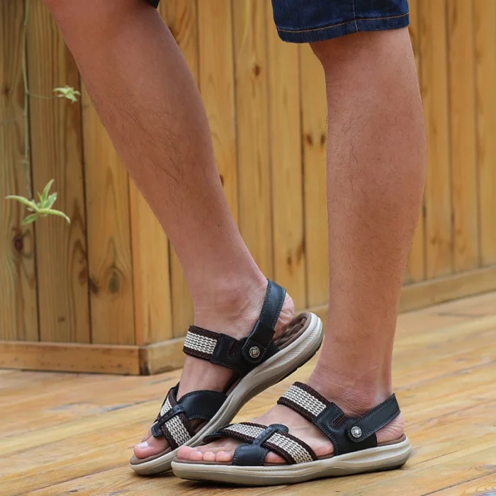Summer Men's Sandals Genuine Leather Casual Shoes Outdoor Men Leather Roman Sandals Men Beach Wading Sandals Breathable Sneakers - Image 4