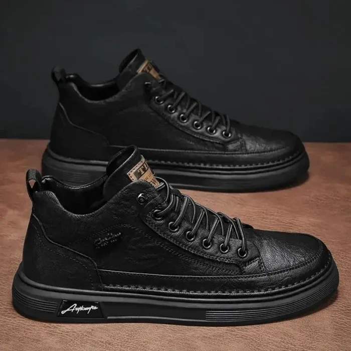 Quality Men Shoes Trend Leather Casual Shoes for Men Walk Flats Shoes Comfort Platform Male Shoes Leather High Men Boots Tenis - Image 2