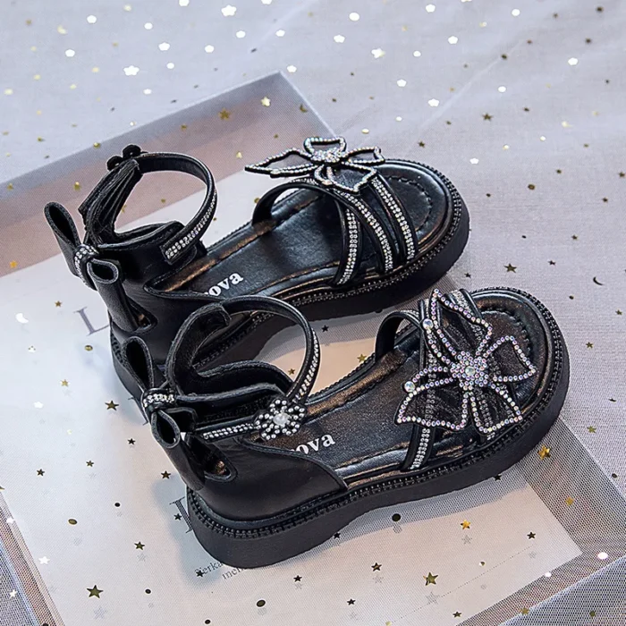 Girls' Sandals 2025 Summer New Children's Princess Shoes Baby Anti slip Girls' Crystal Shoes Summer Beach Sandals - Image 2