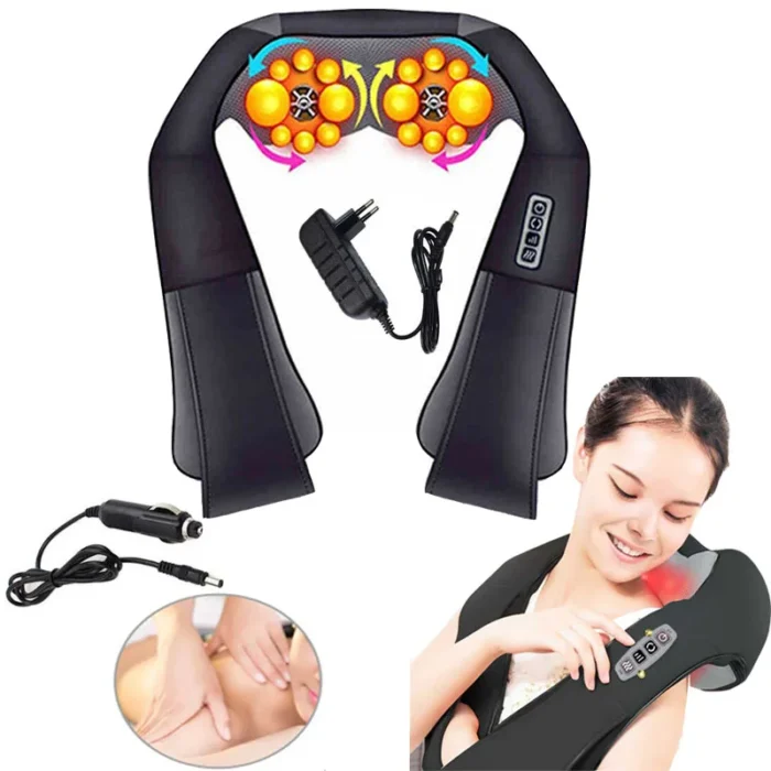 Home Car Electrical Body Neck Massager Back Relaxation Massagem U Shape Shoulder Shiatsu Infrared heated 3D Kneading Shawl belt - Image 2