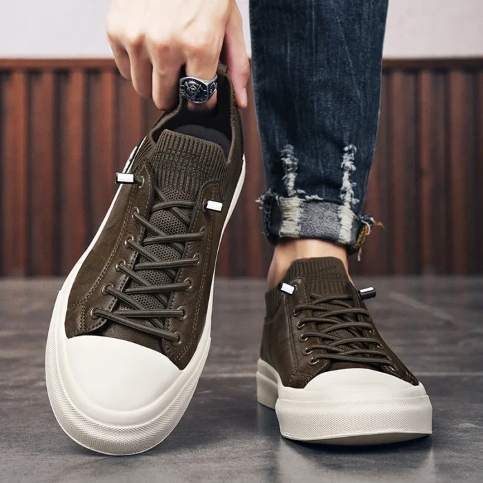 Lightweight, Versatile, Trendy, Wear-resistant, Low-top, Lace-up Men's Large-sized Retro Style High-quality Casual Sneakers - Image 4