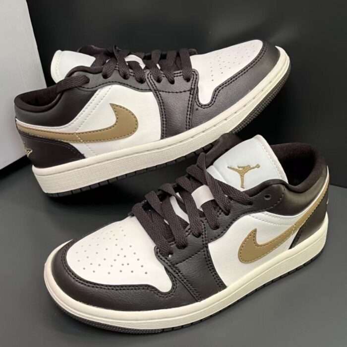 AJ1 Low Gold Hook Mocha trendy versatile sports low-top couple basketball shoes men and women casual sneakers - Image 4