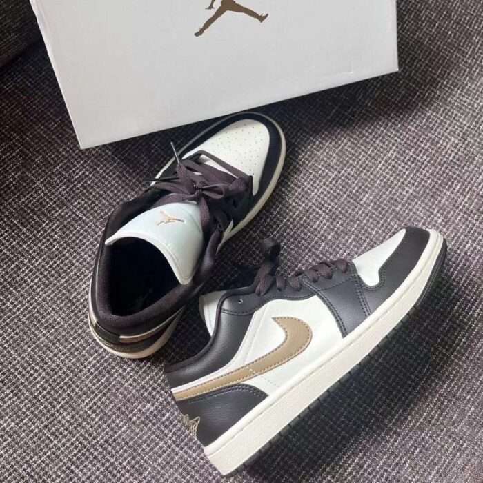 AJ1 Low Gold Hook Mocha trendy versatile sports low-top couple basketball shoes men and women casual sneakers - Image 3