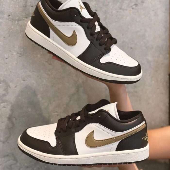 AJ1 Low Gold Hook Mocha trendy versatile sports low-top couple basketball shoes men and women casual sneakers - Image 2